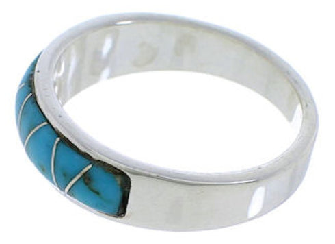 Southwest Sterling Silver Turquoise Inlay Ring Size 5-1/4 UX36909